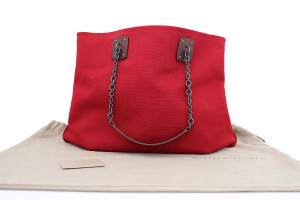 Bottega Veneta Red Canvas Tote Bag #9