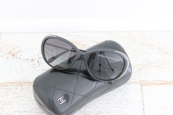 Chanel Model 6037 Polarized Sunglasses Black & Silver