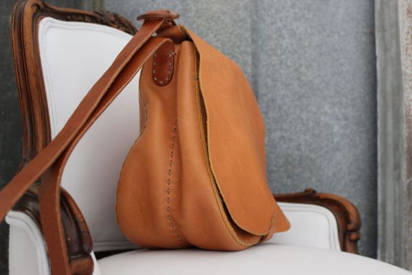 Henry Cuir Natural Tanned Leather Saddle Crossbody Bag #3