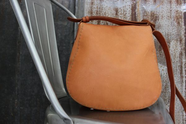 Henry Cuir Natural Tanned Leather Saddle Crossbody Bag #4