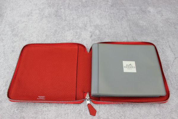 Hermes Rouge Red Togo Leather CD Case