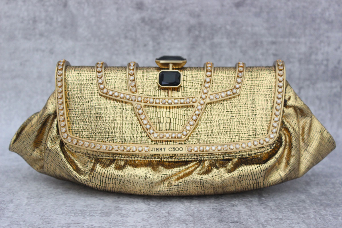 jimmy choo golden clutch