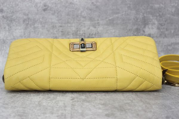 Lanvin Happy Quilted Leather Crossbody Clutch Yellow #7