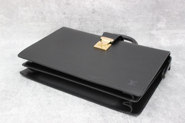 Louis Vuitton Black Epi Leather Serviette Fermoir Briefcase #8