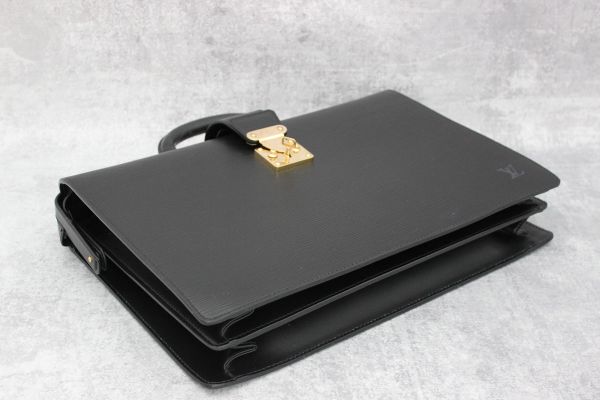 Louis Vuitton Black Epi Leather Serviette Fermoir Briefcase #9