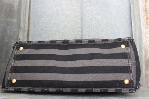 Prada Unisex Black & Grey Striped Canvas Messenger Bag #4