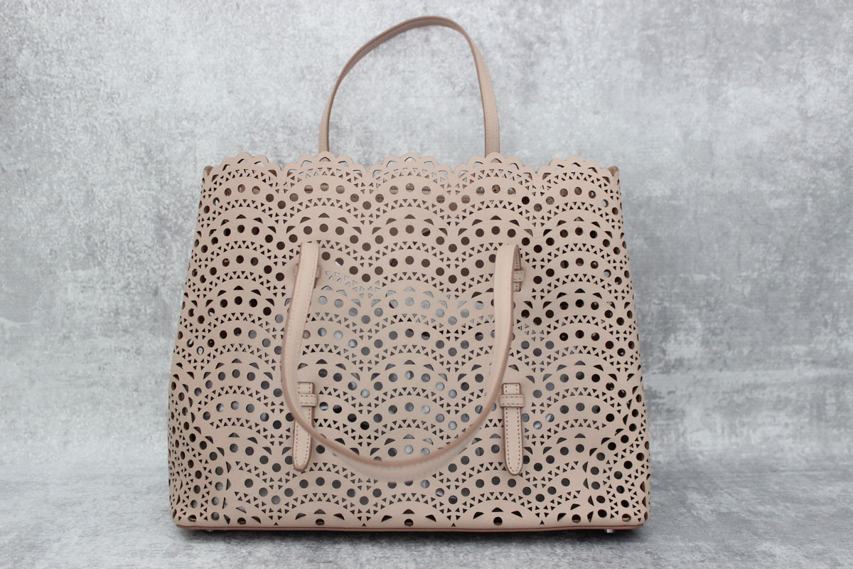Alaia Scalloped Laser Cut Leather Tote at Jill's Consignment
