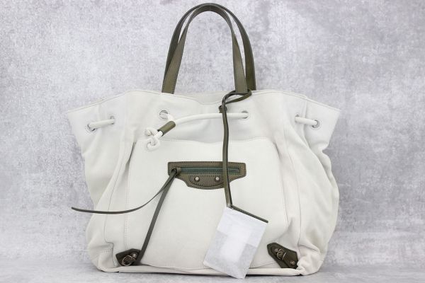 Balenciaga Beige Suede Drawstring Bag