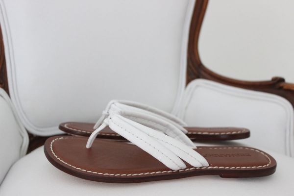 Bernardo White Leather Miami Thong Sandal #4