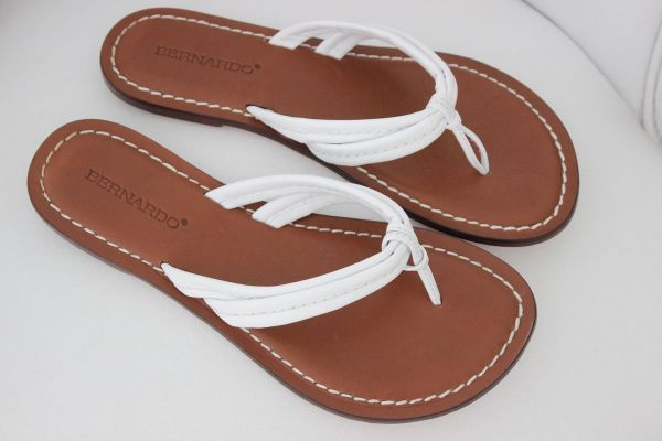 Bernardo White Leather Miami Thong Sandal