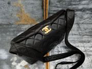 Chanel Vintage Quilted Lambskin Shoulder or Cross Body Bag Top CC Clasp Black