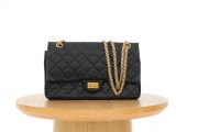 Chanel Black Aged Leather 255 Reissue Double Flap Bag