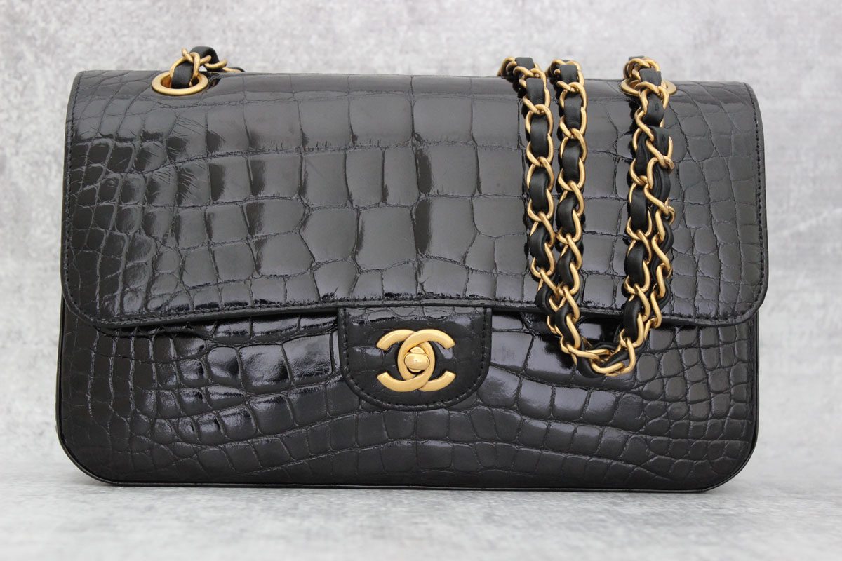 Chanel Alligator Medium Double Flap Bag Black at Jill's Consignment