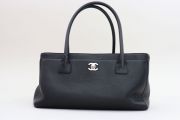 Chanel Black Pebbled Leather Petite Cerf Tote