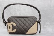 Chanel Brown Quilted Lambskin Cambon Pochette