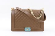 Chanel Brown Quilted Calfskin Large Boy Bag