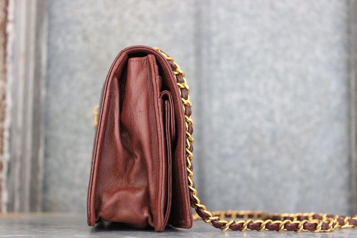 chanel wallet on chain brown