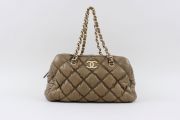Chanel Lambskin Bubble Quilted Bowler Taupe