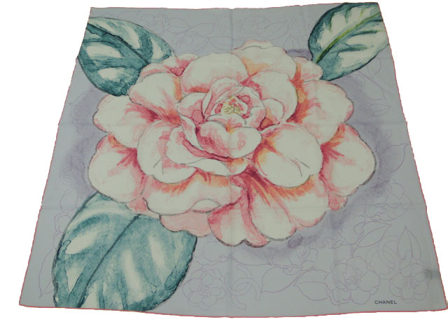 Chanel Watercolor Silk Scarf Camellia 13P