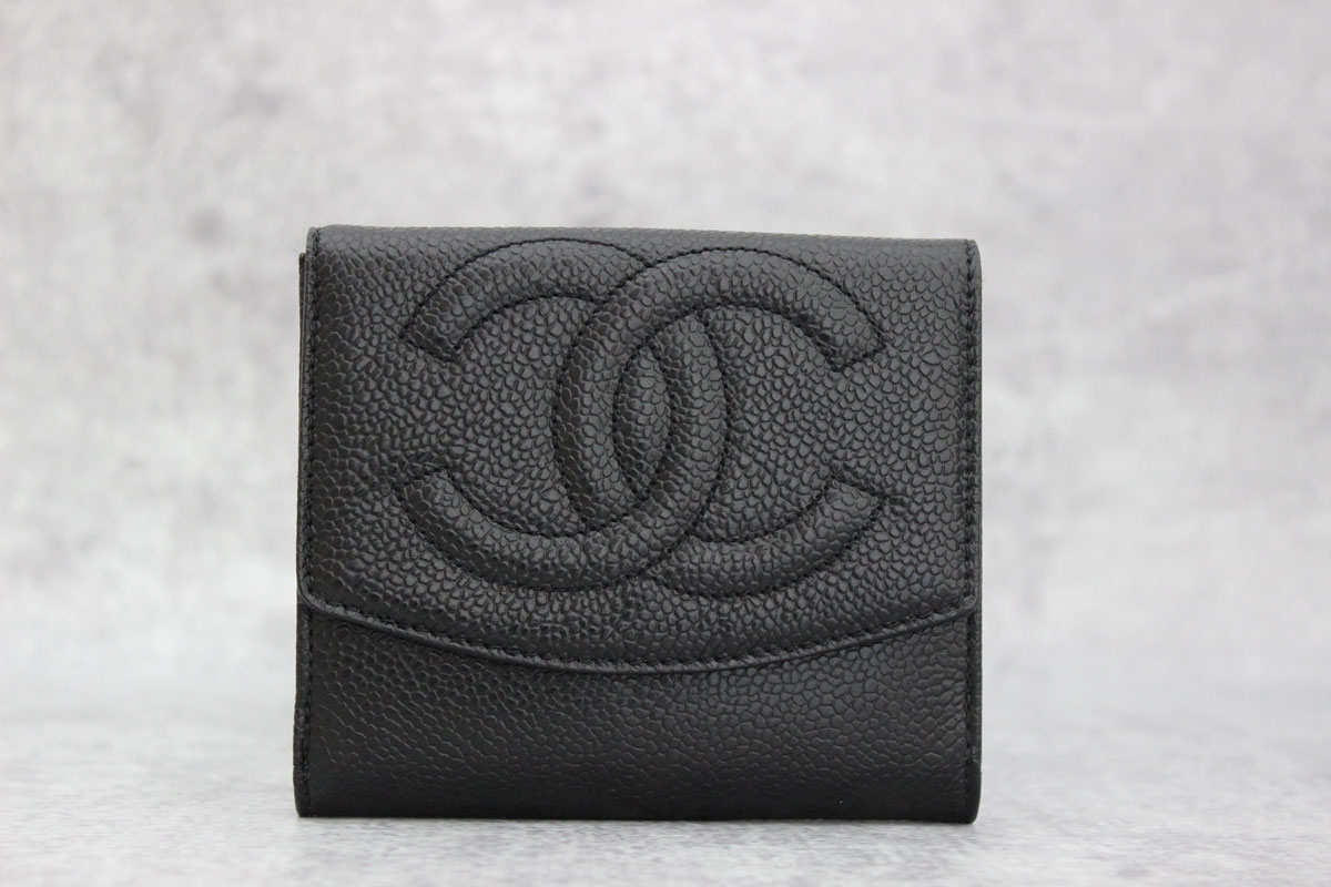 chanel caviar wallet black