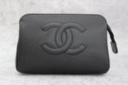 Chanel Black Caviar Leather Cosmetic Case