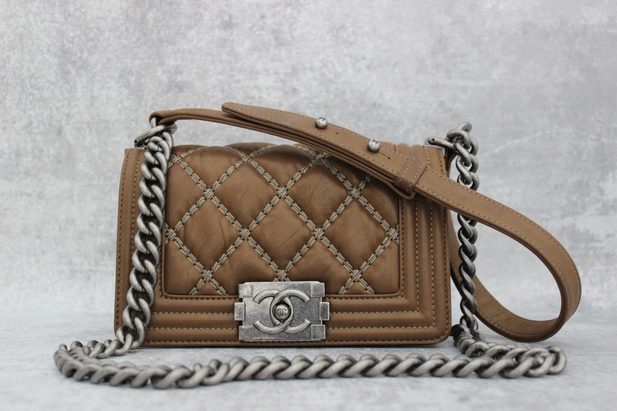 Chanel Double Stitch Beaded Small Boy Bag at Jill's Consignment