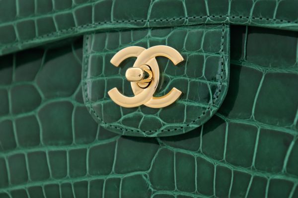Chanel Exotic Emerald Green Alligator Jumbo Flap #10