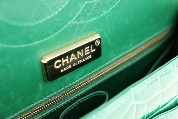 Chanel Exotic Emerald Green Alligator Jumbo Flap #12