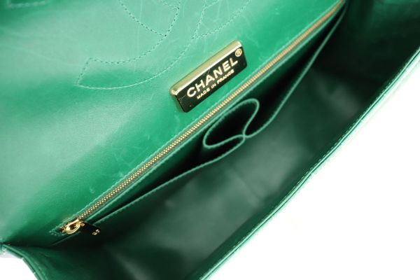 Chanel Exotic Emerald Green Alligator Jumbo Flap #14