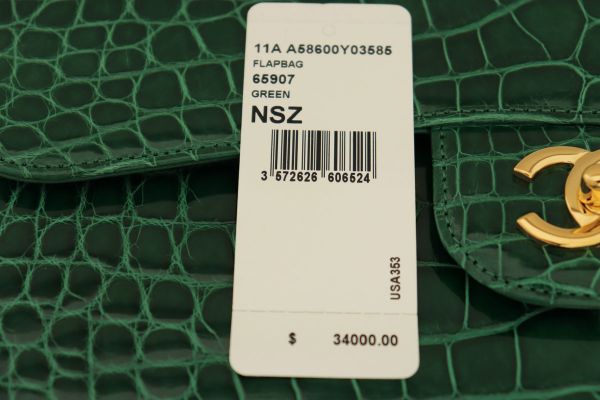 Chanel Exotic Emerald Green Alligator Jumbo Flap #16