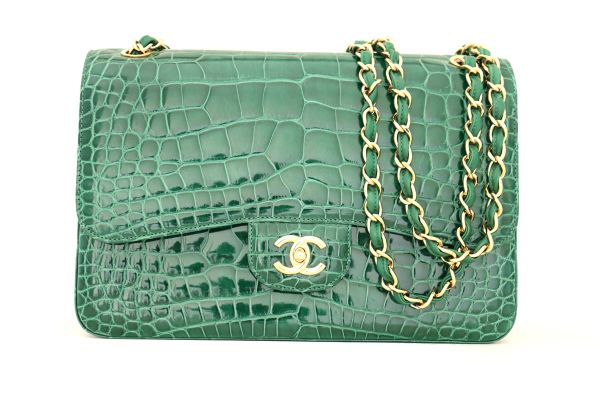 Chanel Exotic Emerald Green Alligator Jumbo Flap
