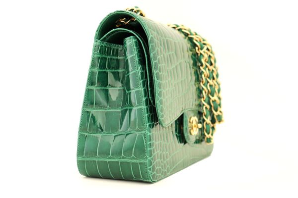 Chanel Exotic Emerald Green Alligator Jumbo Flap #2