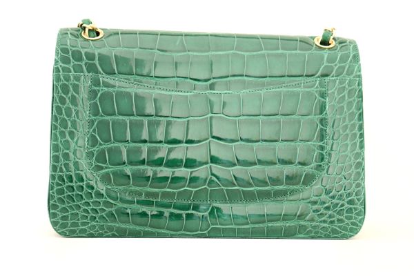 Chanel Exotic Emerald Green Alligator Jumbo Flap #3