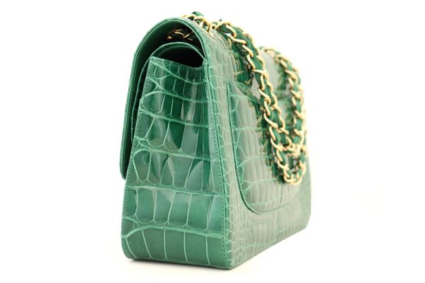 Chanel Exotic Emerald Green Alligator Jumbo Flap #4
