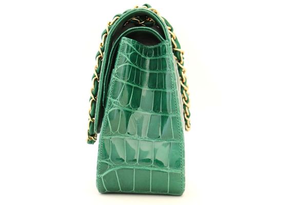 Chanel Exotic Emerald Green Alligator Jumbo Flap #5