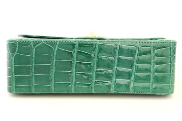 Chanel Exotic Emerald Green Alligator Jumbo Flap #6