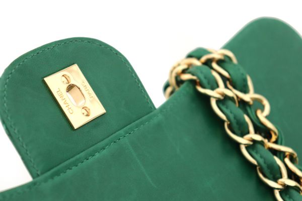 Chanel Exotic Emerald Green Alligator Jumbo Flap #7