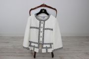 Chanel White Cotton Boucle Jacket with Pearls 36