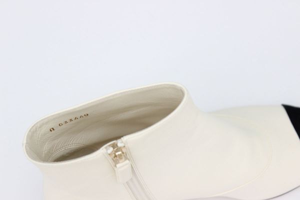 Chanel Ivory & Black Pearl Heel Ankle Boots #11