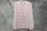 Chanel Pink Crepe De Chine Pleated Blouse 44