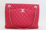 Chanel Quilted Lambskin Tote Dark Pink