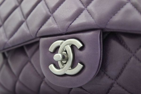 Chanel Purple Quilted Washed Lambskin Jumbo Single Flap #19
