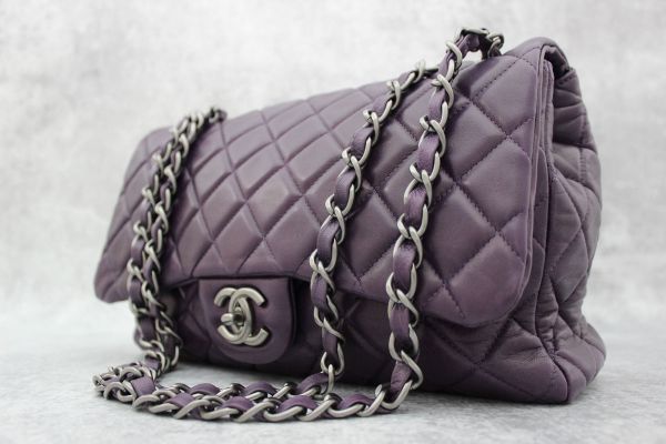 Chanel Purple Quilted Washed Lambskin Jumbo Single Flap #20