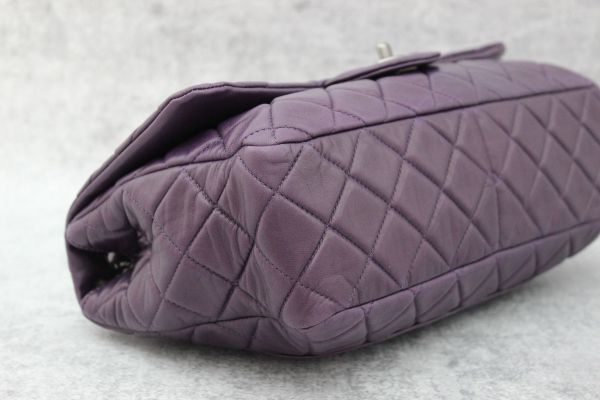Chanel Purple Quilted Washed Lambskin Jumbo Single Flap #4