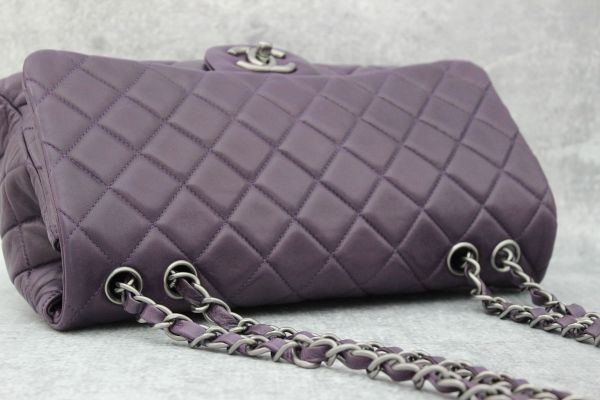Chanel Purple Quilted Washed Lambskin Jumbo Single Flap #8