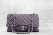 Chanel Purple Quilted Washed Lambskin Jumbo Single Flap