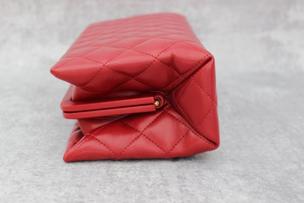 Chanel Red Quilted Lambskin Clutch #6