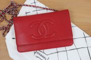 Chanel Vintage Timeless Red Caviar Wallet On Chain WOC