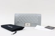 Chanel Silver Quilted Lambskin Boy Clutch Bag