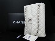 Chanel White Patent Leather UPSIDE DOWN Tote Bag